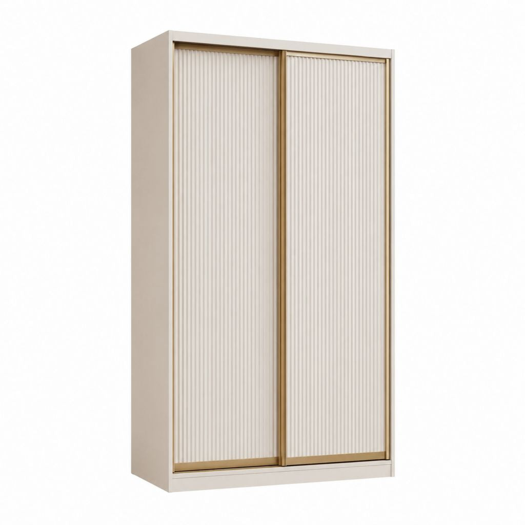 Kleiderschrank Schwebetürenschrank Beige Spanplatte Rechteckig 120 x 60 x 200 cm
