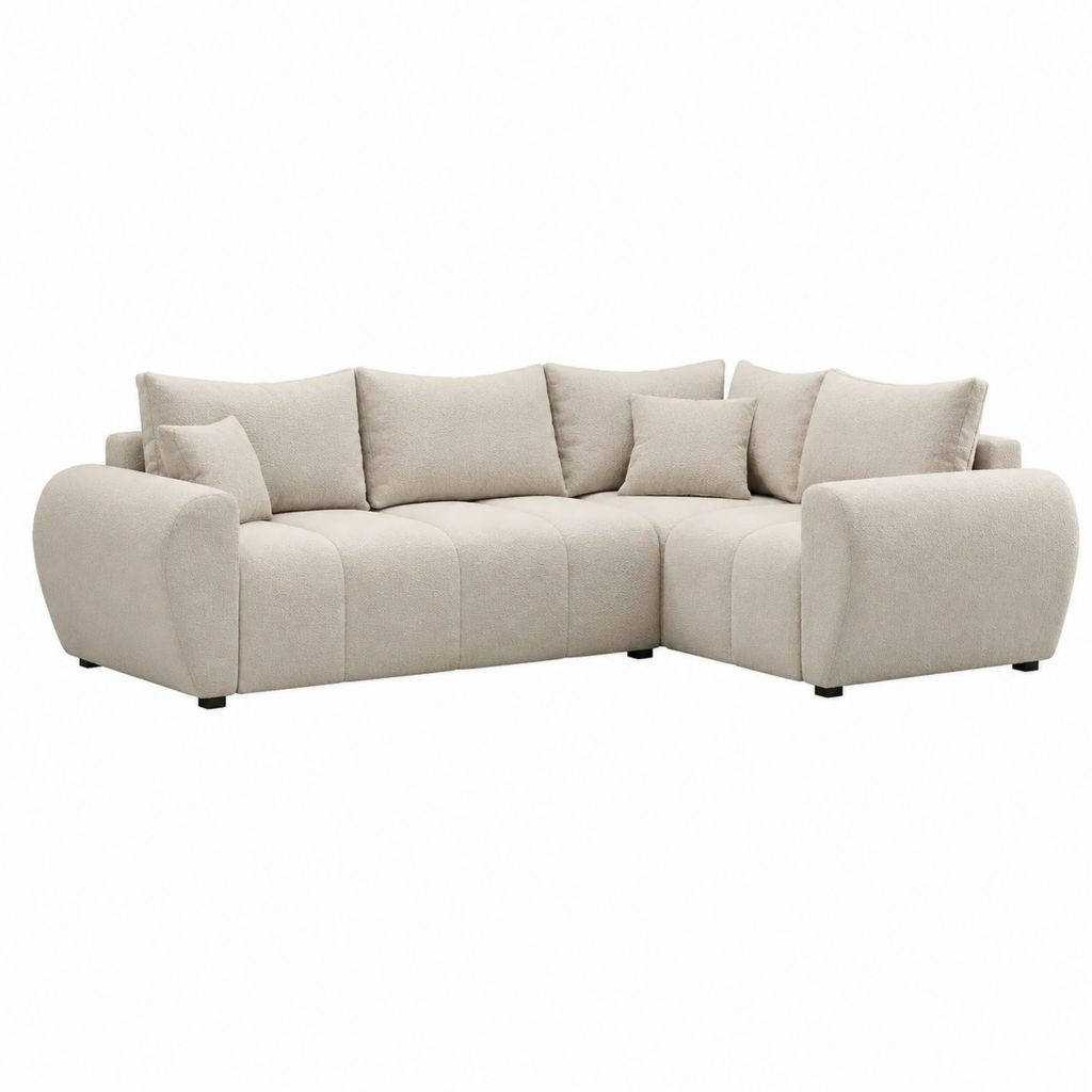Ecksofa Beige Polyester L-Form mit Recamiere rechts 280 x 170 x 85 cm