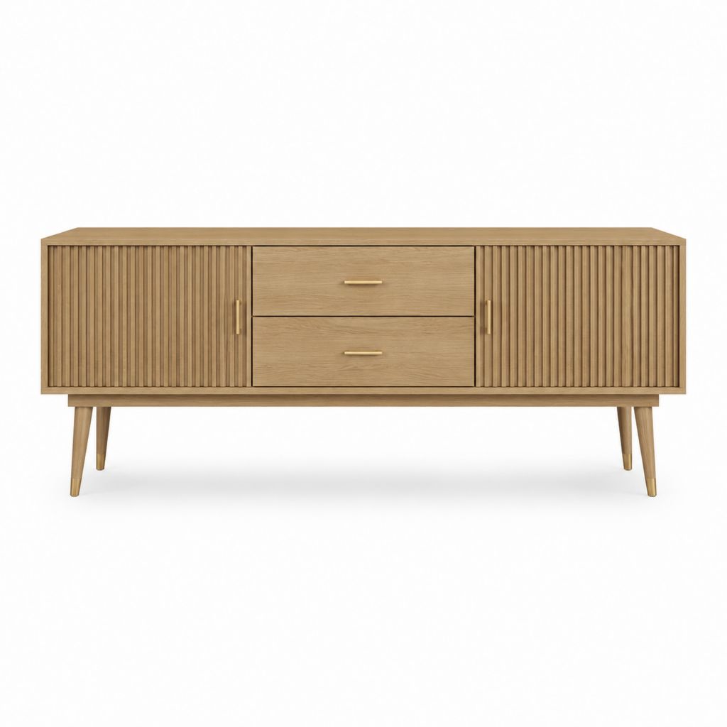 TV-Schrank eichefarben MDF mit Eichenfurnier rechteckig 160 x 40 x 75 cm