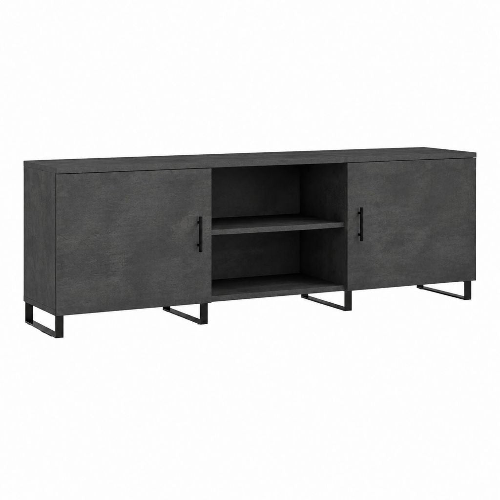 TV-Lowboard Anthrazit Spanplatte Melaminbeschichtung rechteckig 160 x 40 x 50 cm mit 2 Türen und 2 offenen Fächern
