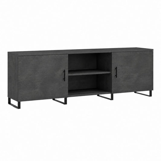 TV-Lowboard Anthrazit Spanplatte Melaminbeschichtung rechteckig 160 x 40 x 50 cm mit 2 Türen und 2 offenen Fächern