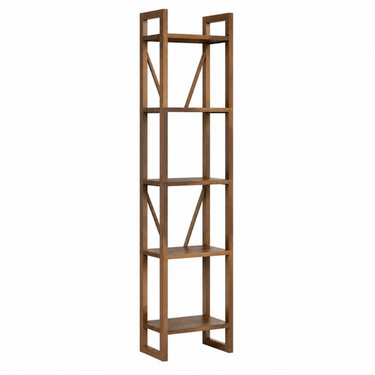 Bücherregal 5 Ebenen Walnuss massives Akazienholz rechteckig 60 x 30 x 180 cm