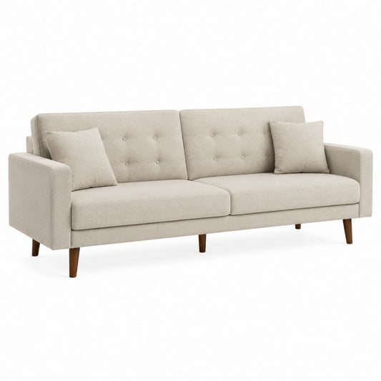 3-Sitzer Sofa Beige Polyester Rechteckig 210 x 85 x 86 cm