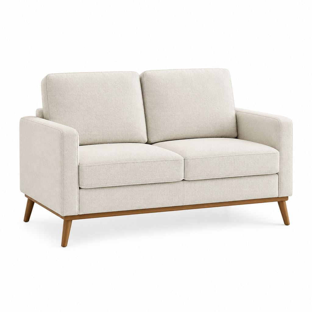 2-Sitzer Sofa Creme Polyester mit Buchenholzbeinen 160 x 85 x 84 cm