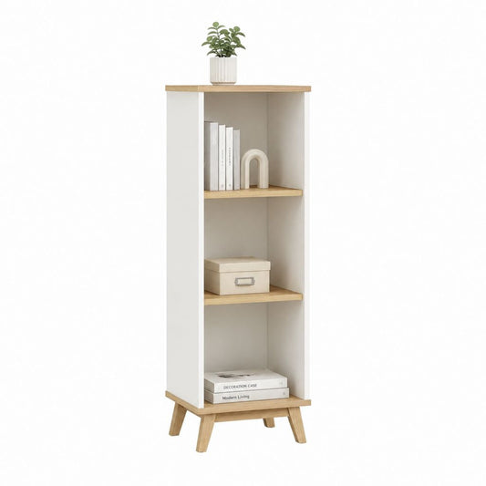 Bücherregal Standregal Weiß Eicheoptik MDF Rechteckig 50 x 30 x 140 cm
