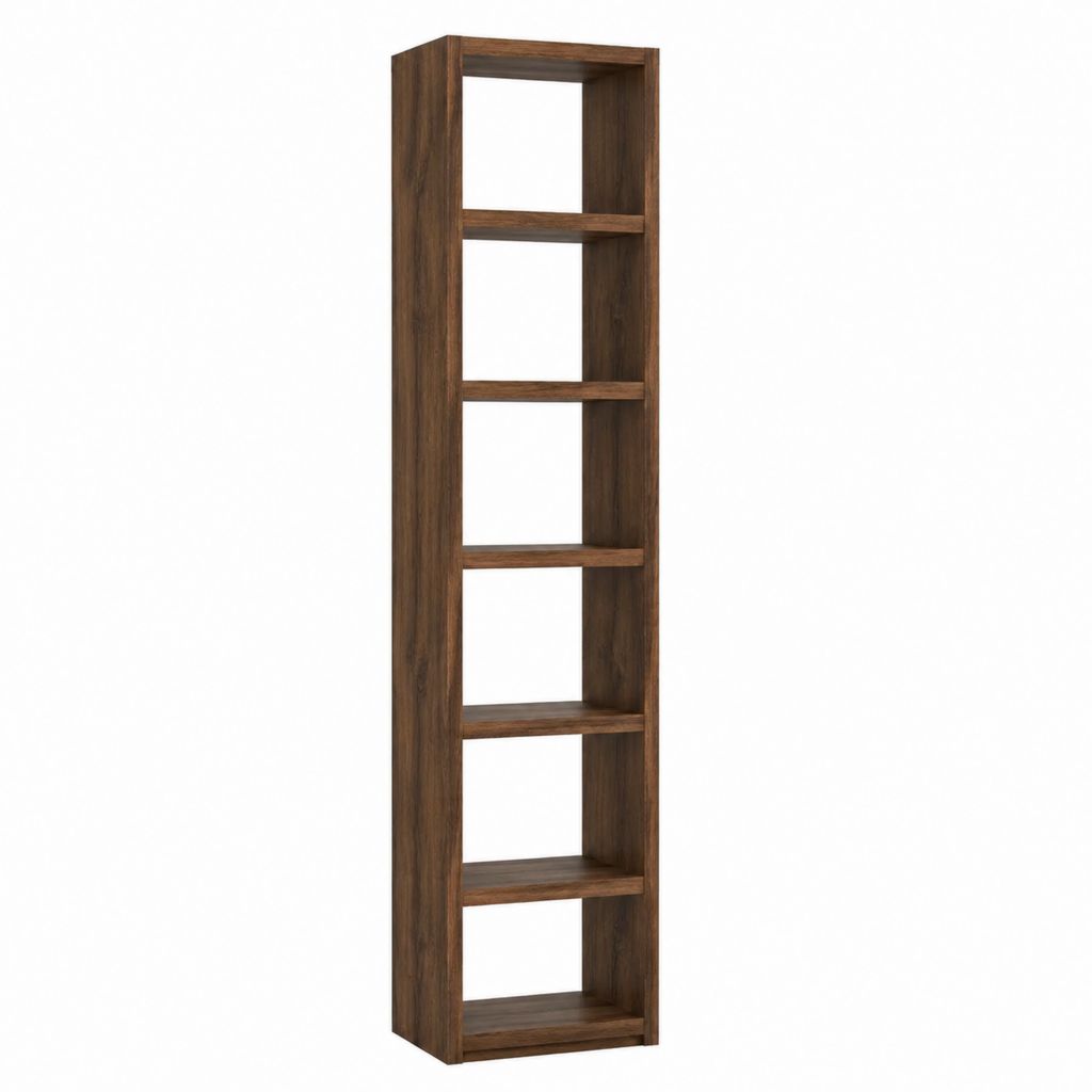 Bücherregal Standregal Walnussoptik Spanplatte rechteckig mit 6 offenen Fächern 30 x 30 x 180 cm