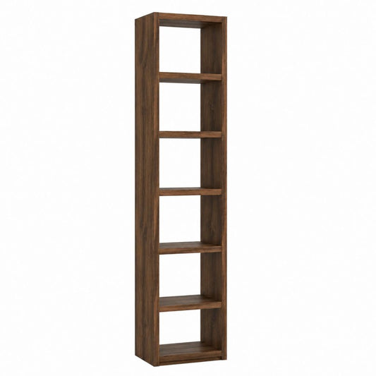 Bücherregal Standregal Walnussoptik Spanplatte rechteckig mit 6 offenen Fächern 30 x 30 x 180 cm