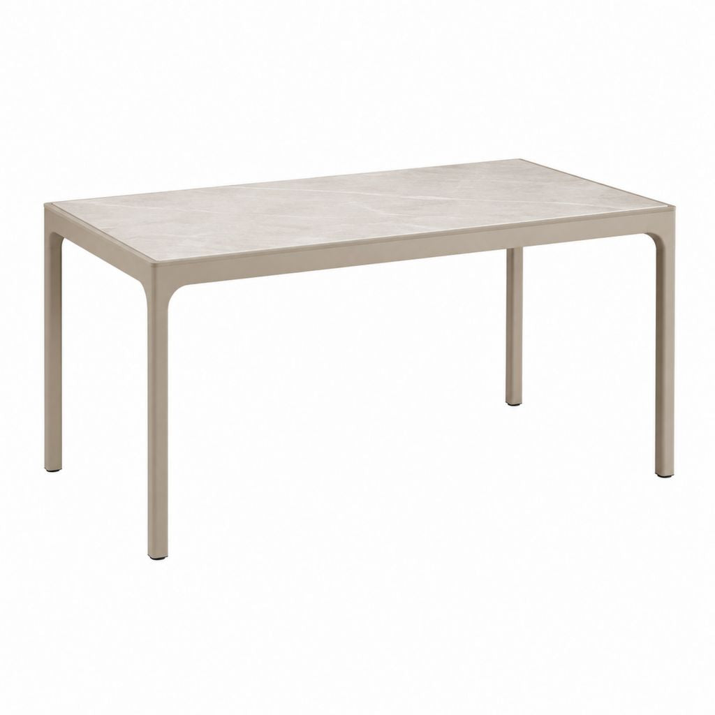 Gartentisch Taupe Hellgrau Aluminium Keramik rechteckig 160 x 90 x 75 cm