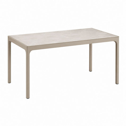 Gartentisch Taupe Hellgrau Aluminium Keramik rechteckig 160 x 90 x 75 cm