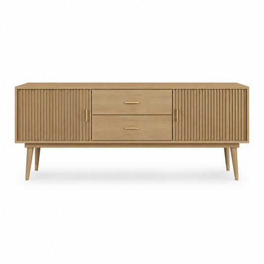 TV-Schrank eichefarben MDF mit Eichenfurnier rechteckig 160 x 40 x 75 cm
