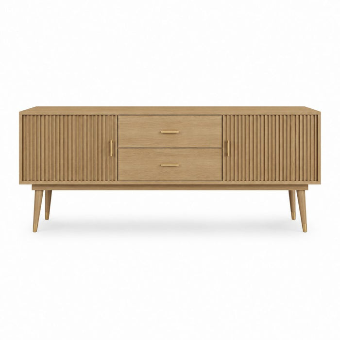 TV-Schrank eichefarben MDF mit Eichenfurnier rechteckig 160 x 40 x 75 cm