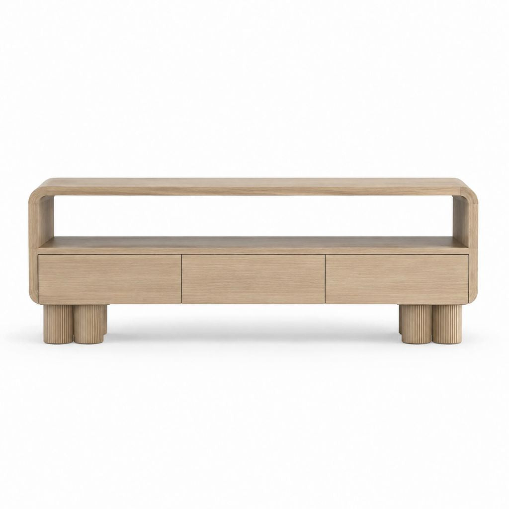 TV-Lowboard Eiche MDF Rechteckig mit 3 Schubladen und offenem Fach 160 x 40 x 60 cm