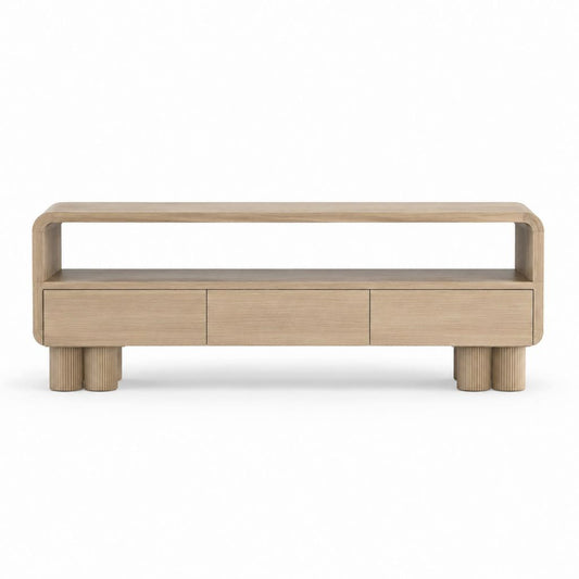 TV-Lowboard Eiche MDF Rechteckig mit 3 Schubladen und offenem Fach 160 x 40 x 60 cm