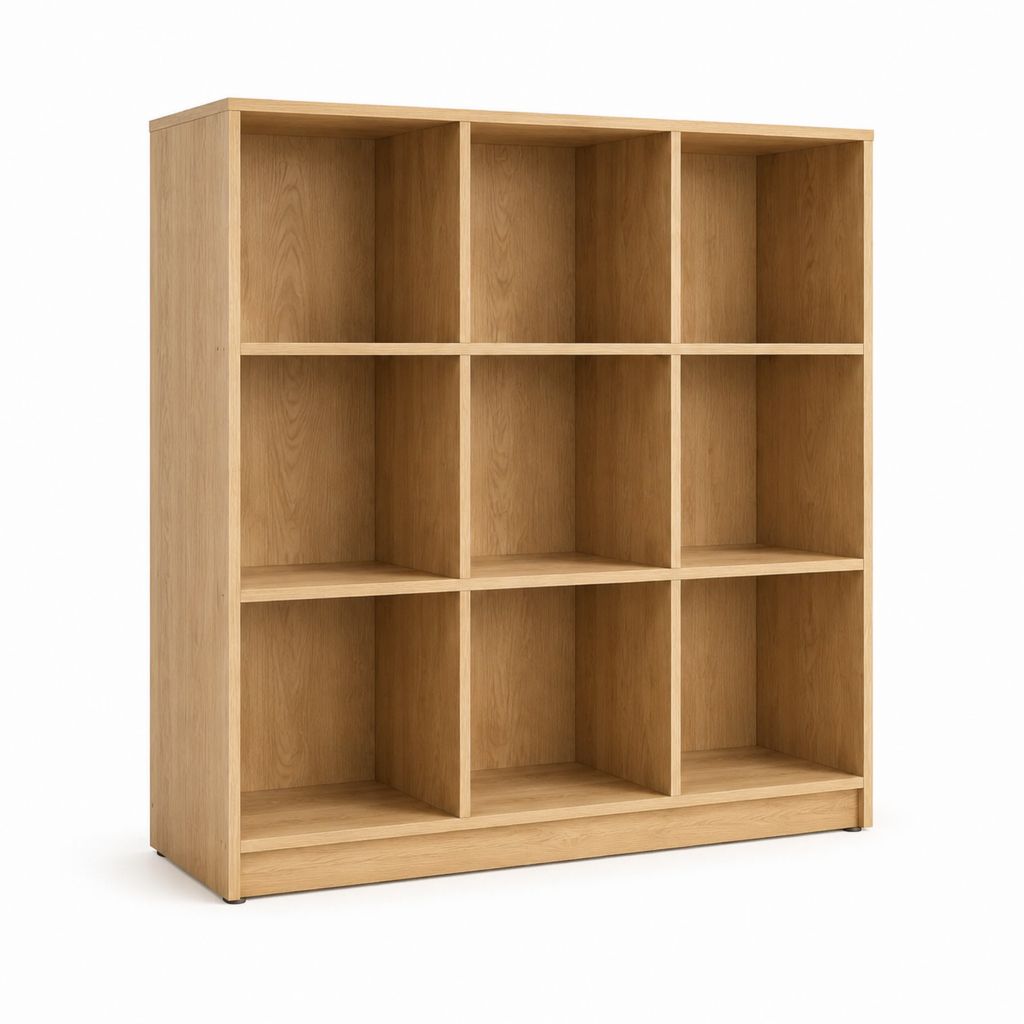 Bücherregal Eiche hell Holzwerkstoff rechteckig 120 x 35 x 120 cm mit 9 Fächern